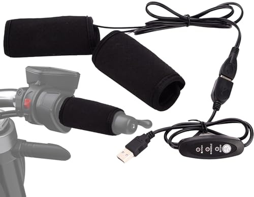 Chauffage de poignée de moto – Appareil chauffe-mains électrique, manchon de charge USB 5 V, équipement de chauffage réglable thermorégulé, housse antidérapante, équipement de moto d'extérieur à