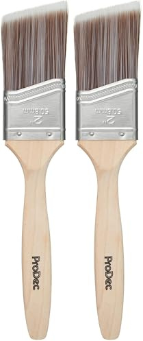 Brocha Profesional sintética de Mango Largo ProDec de 2 Pulgadas para Pintar líneas de Bordes definidos con Pinturas de emulsión, Brillantes y satinadas en Paredes, techos, Madera y Metal, 2 50mm
