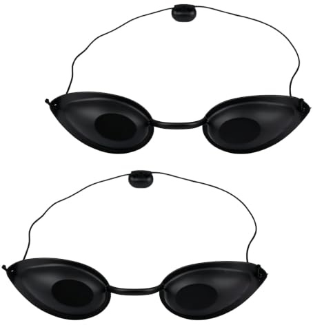 yishunshunkuai 2 Pairs Tanning Goggles Eye Protection, UV Infrared Blocking Eyewear for Sunbed, Red Light Therapy, IPL LED Treatment, Adjustable Strap Fits All Face Shapes, Comfortable Wear, Black