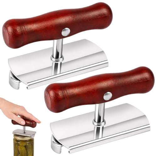 2 Piezas Abre Botes Tarros, Abrelatas Manual, Acero Inoxidable, Plateado | Abridor de Tapa de Rosca Práctico, Ajustable, para Familia, Picnic, Tienda, Bares, Personas Mayores y Manos Débiles