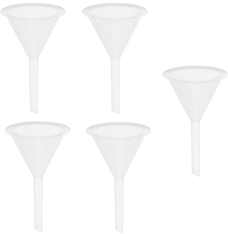 RORPOIR 5pièces Lot de Entonnoirs Plastique Transparents Filtre Laboratoire pour Huile Liquide de Transmission et Direction Assistée Petits Entonnoirs Polyvalents sans Éclaboussures