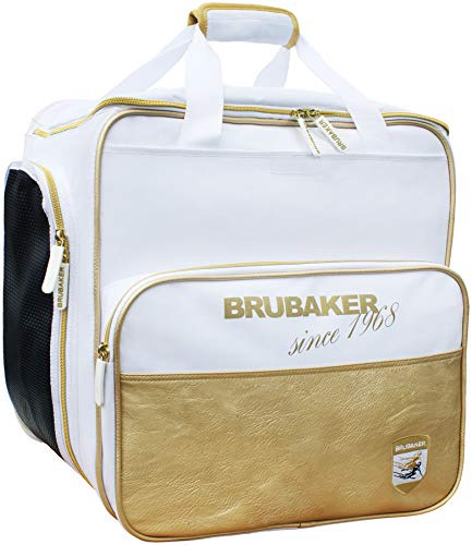 BRUBAKER 'St. Moritz' - Bolsa de Deporte - Mochila para Botas de esquí + Casco + Accesorios - Color Blanco/Dorado