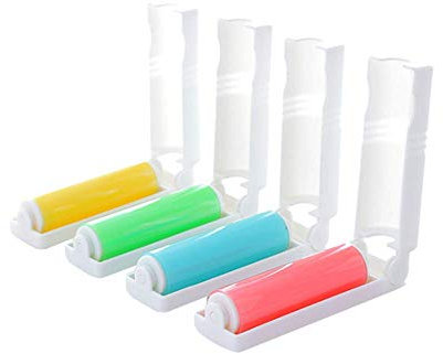 Voarge Lot de 4 Rouleaux de Peluches réutilisables pour Poils d'animaux - Épilateur Pliable Portable Lavable - Couverture et Scooter de Voyage en Silicone
