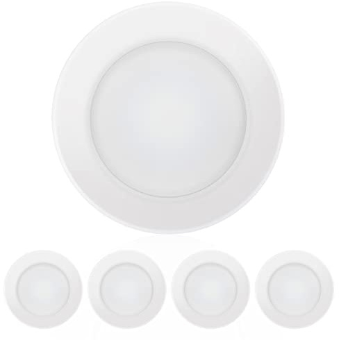 ECOELER 4 Inch LED Disk Light, Dimmable Flush Mount Ceiling Light, 10.5W 650Lm, 3000K Warm White, Aluminum Baffle Trim, Wet Location, ETL&Energy Star, 4Pack