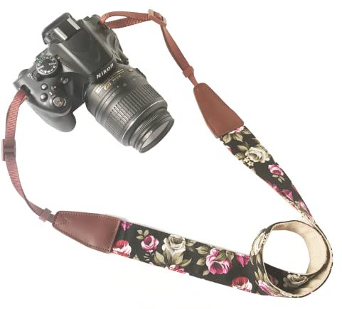 Alled Tracolle per Macchine Fotografiche,Cinghia Fotocamera Bohemia Vintage Spalla Cinghia Reflex per DSLR SLR Nikon Canon Sony Lumix Olympus Samsung Pentax Fujifilm Universale (Pelle Stampa Nera)
