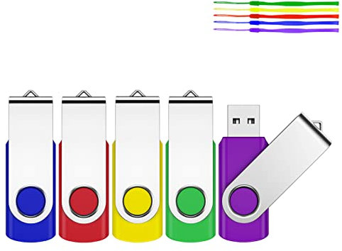 USB Stick 2GB,JEVDES USB-Sticks 5er Pack Speicherstick 2GB USB 2.0 Flash Laufwerk Pendrive Datenspeicher mit Schlüsselband (5 Stück)