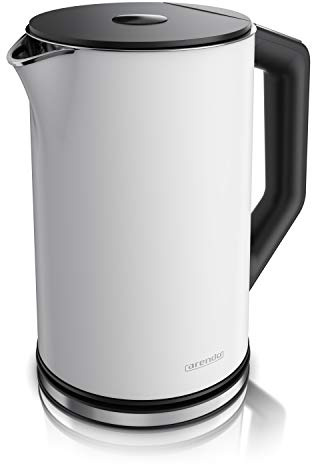 Arendo - Bouilloire Électrique en Acier Inoxydable - Ebullition Rapide - Sélection de la Température 40° à 100 ° - ou 4 Températures Prédéfinis - Modèle ELEGANT - 1,5 L 2200 W - Sans BPA - Blanc Mat