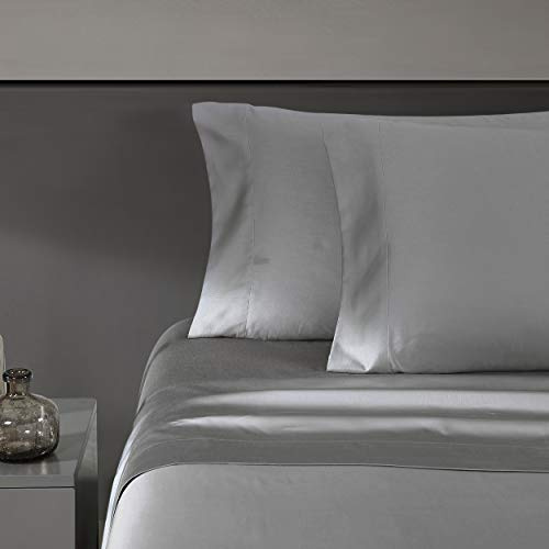 Vera Wang Lussuoso set di biancheria da letto queen size in raso di cotone morbido e liscio a 320 fili/cm², bella decorazione per la casa, grigio acciaio