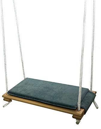 Skyline Holz Schaukelsitz, Erwachsene Kinder Garten Schaukel für Innen und Außenbereich mit Einstellbares Seil bis 150 kg (Natürlich & Graphit)