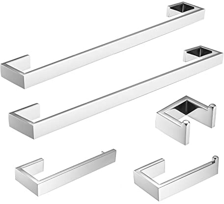 Fapully 5 Piece Bathroom Hardware Accessories Set Stainless Steel Wall Mounted,Chrome Polish Finished