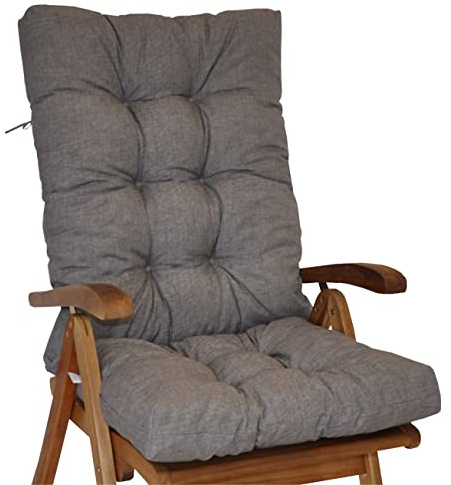 Rattani Polster für Gartenstuhl , Hochlehner Auflage Sylva , Gr. 120x50x12 cm, Colore Grigio (dunkel grau)