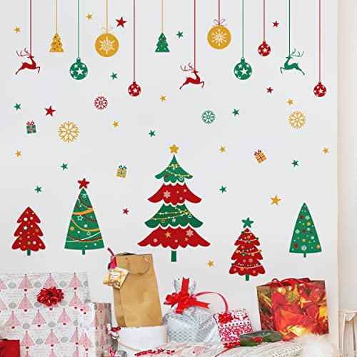 Buer Homie wandtattoo weihnachtsbaum， weihnachts wanddeko wandtattoo weihnachtsdeko wandaufkleber weihnachten kinderzimmer， türaufkleber küche schaufenster aufkleber glasaufkleber fensterbilder bunt