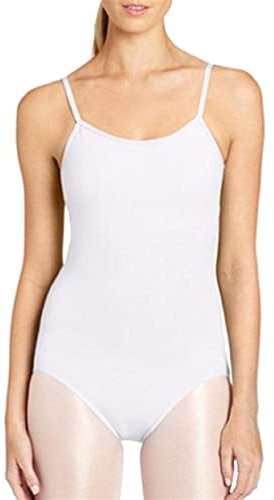 Lifup Damen Ballettanzug Ärmelloses Body Gymnastikanzug Ballett Trikot Einteiler Bodysuit mit Spaghettiträger Weiß 3XL