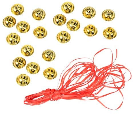 Happyyami 20 Stück Mini-Weihnachtsglocken mit Stern Weihnachtsbaum Hängenden Dekoration Ornamenten mit 10 Band für Weihnachtsfeiertags-Basteldekorationen 3cm Golden