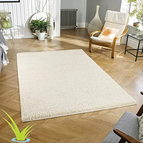 Wadan 80x150cm Cream Shaggy Rugs Living Room |5mm Thick Pile | Extra Large Small Medium | Rectangular Size | Soft Touch | Living Room Area Rugs | Non Shedding