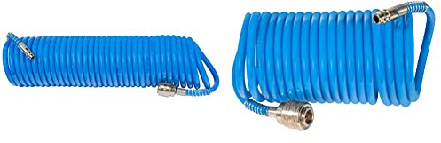 Güde 41401 SB Spiralschlauch 10 M (mit Schnellkupplung und Stecknippel, Knickschutz, Schlauchmaterial aus PU) & 41400 SB Druckluft Spiralschlauch 5 M (mit Schnellkupplung und Stecknippel)
