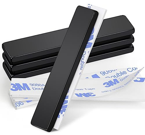 Wukong 50 × 10 × 3 mm kraftfulla magneter, svarta neodymmagneter, 4 st, rektangulära magneter för kök, kontor och lager