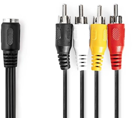 Nedis DIN-Audio-Kabel | DIN 5-Pin Buchse | 4x RCA Stecker | Vernickelt | 0.20 m | Rund | PVC | Schwarz | Label