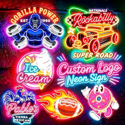 Custom LED Neon Sign Logo, Personalised Acrylic UV Business Sign | Customisable Light Up Logo Sign, Illuminated Wall Decor for Shop, Bar Salon, Office, Cafe & Restaurant