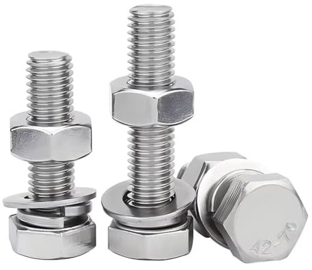 SYDARSYN Schrauben Muttern Set, Edelstahl (Vollgewinde) Sechskantschrauben Set M10x250mm mit Sechskantmuttern und Flache Unterlegscheiben und Federringe Sortiment (1 Stück)