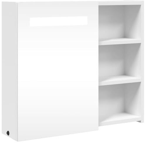 vidaXL Spiegelschrank mit LED-Beleuchtung Weiß 60x13x52 cm