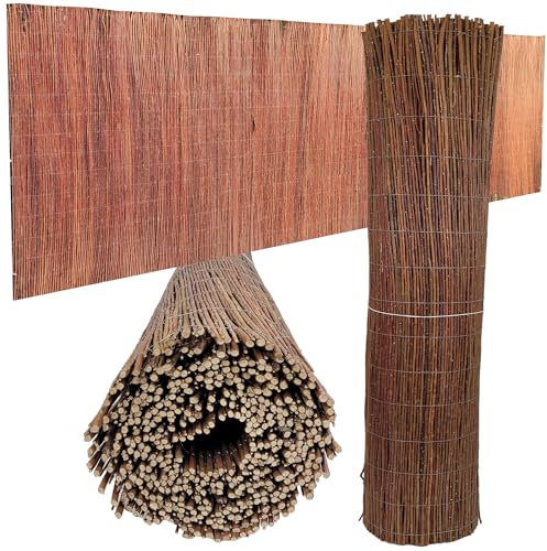 Weidenmatte natur für Garten, Balkon und Terrasse, Sichtschutz, Balkonsichtschutz, XLL Weidenzaun - Gartenzaun, natürlicher Sichtschutzzaun, Handgefertigt (100 x 500 cm)