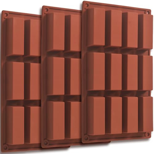 ionEgg Molde de silicona rectangular grande de 12 cavidades, para barra de granola, nutrición, cereales, barra de energía, molde para barra de mantequilla, paquete de 3