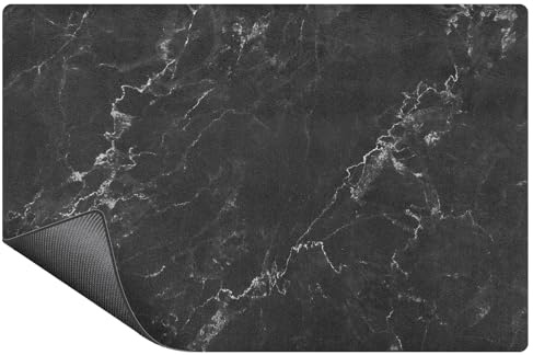 SueH Design Abtropfmatte, Saugfähige Abtropfmatte 30x50cm Kaffeematte Abtropfgestell Abtropfmatte für Küchentheke Kaffeebar, Marmorschwarz