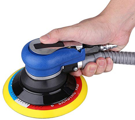 1 Stück Professionelle Luft-Exzenterschleifmaschine mit Integriertem Geschwindigkeitsregler, Kompakte Struktur für 150 Mm Pad-Druckluftwerkzeug mit Staubsammelschlauch