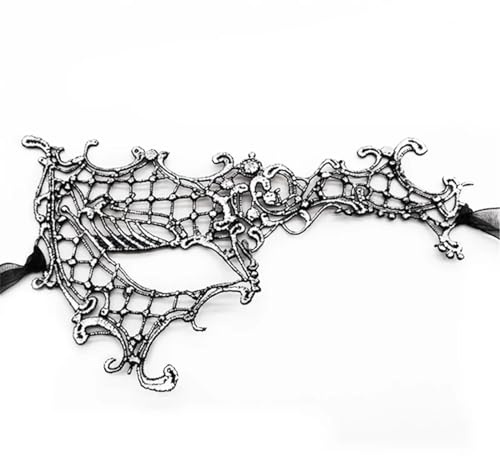 CSSHNL Sexy Spitzen-Augenmasken, Halloween-Augenmaske, Damen-Partybevorzugung, Maskerade-Maske, halbes Gesicht, Anziehzubehör Maskerade Maske (Size : Silver)