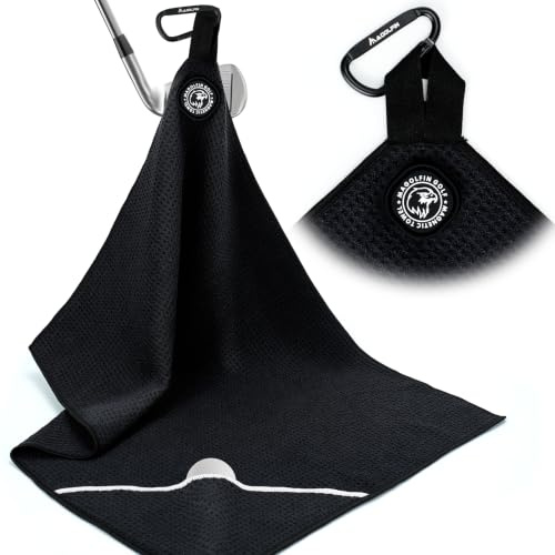 MAGOLFIN Magnetisches Golf-Handtuch mit Clip, Mikrofaser-Waffel-Design – Industriestarker Magnet für starken Halt an Golftaschen, Karren und Schlägern