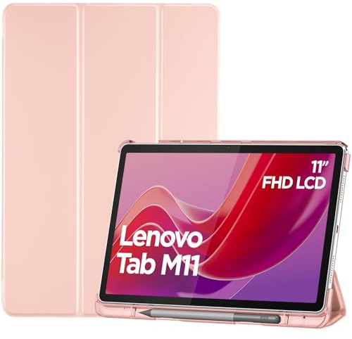 ProCase Hülle für 11 Lenovo Tab M11 2024, Tab K11e mit Stifhalter, Ultra-Dünn & Leicht Smart Case Cover -Rosa