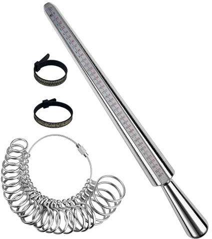 Baxcdyswe 4 PCS Set di Misuratori per Anelli, Misuratore Anelli per Misurazione del Diametro Degli Anelli Misurazione Della Dimensione Dito, Gioielli Strumenti Taglie Standard per Regno Unito, USA, UE