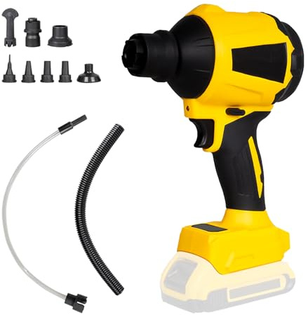 Ventola a batteria compatibile con Dewalt 18 V/20 V, 1000 W, 0 – 40000 giri/min, ventilatore ad aria, portatile, per la pulizia di PC, tastiera e auto (senza batteria) (giallo)