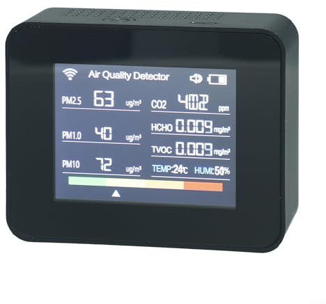 Zoegneer 13-in-1 für Smart WIFI Luftqualitätsmonitor Luftmesser mit Gaskonzentration für Tuya (schwarz)