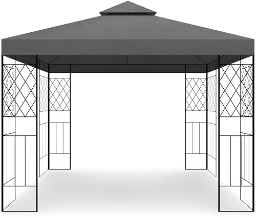 habeig++ Pavillon Festzelt Tahiti mit wasserdichtem Dach und PVC 3x3m Metall (anthrazit)