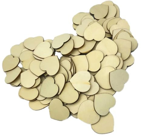 TEHAUX 100stücke Herzform Holzscheiben Für Kreative -projekte Hochzeitsdekoration Kunsthandwerk Und Wohnaccessoires Natürliche Holzchips Für Individuelle Gestaltung
