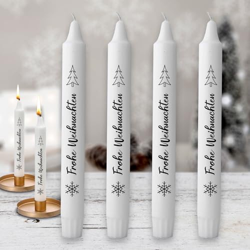 Verschiedene Weihnachten Set Kerze Stabkerzen fertig bedruckt kein Kerzentattoo Wasserschiebefolie oder Tattoofolie Kerzen für Kerzentattoos (Frohe Weihnachten, 19cm)