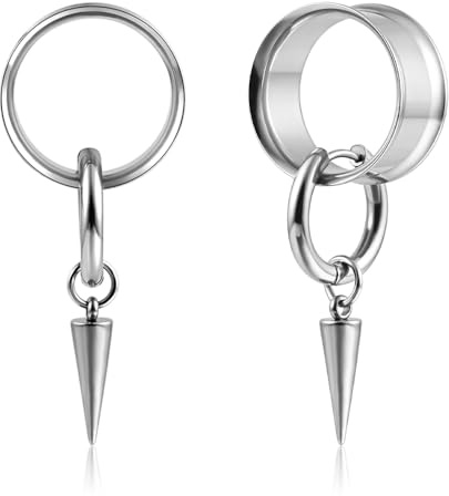 DOEARKO Flesh Tunnel 1 Paar Ohr Tunnel Plug mit Anhänger Double Flared Plug Ohr Expander Piercing Schmuck für Frauen und Männer 8mm-22mm