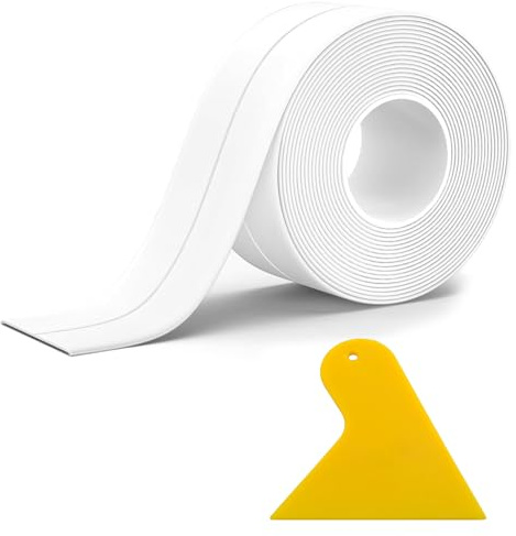 REBUCINA Sealant Strip, Bathroom Sealant Tape Waterproof Mold Mildew Proof Strong Adhesion,Shower Tray Sealing Strip for Shower,Toilet,Kitchen,Bath Sealant Strip Self Adhesive Linear Design