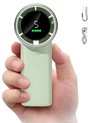 HONEYYEAR Tragbarer Hand-Turboventilator mit LED-Anzeige, tragbarer Mini-Ventilator mit 5 Stufen, wiederaufladbare USB-Ventilatoren mit 3600 mAh, kleiner Taschenventilator für Reisen, Konzerte