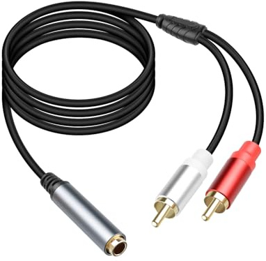 RIIEYOCA Cavo Audio Separatore 6,35mm a 2 RCA, 1/4 Pollice Jack TRS Stereo Femmina a Doppia Spina RCA Maschio per Mixer, Amplificatori, Ricevitori AV (1,8m/5,9ft)