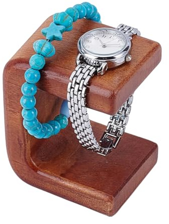 HOBBIESAY 1 pièce Présentoir de Montres en Bois Marron Selle Support de Rangement Porte-bijoux Organisateur pour Homme Femme Montres Bijoux Bracelet Bangle Organisateur et Présentoir