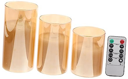 POPETPOP 1set Candele Elettriche Led Senza Con Telecomando Decorazione Elegante Per Interni Ed Esterni Atmosfera Romantica e Sicura Candele Pilastro Con Design Tradizionale