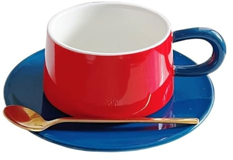 Tasses à café, Tasses en verre Coffee cup set Ensemble tasse à café et soucoupe en céramique avec cuillère for usage domestique, tasse à thé anglaise de l'après-midi de style coréen, service à thé hau