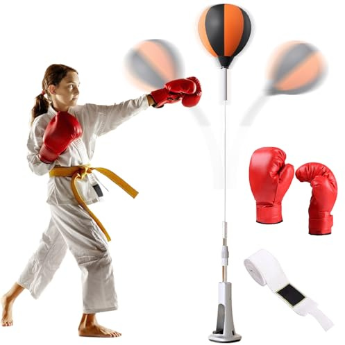 Boxflex Bolsas con soporte, cajas de pie Reflex Bolsa de troquelado Reflex, bola de velocidad de boxeo con soporte, juego de bolsas reflectantes independientes de altura ajustable, para alivio del