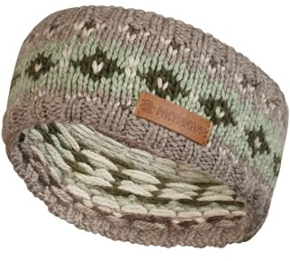 Pachamama Kvinnor 100 % ren fin merinoull öronvärmare pannband handstickat diamantmönster enkel en storlek handgjord mjuk varm andningsbar fukttransporterande Fair Trade (grön, en storlek)