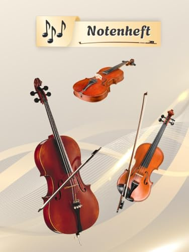 Notenheft Geige Notenbuch Cello Violine Musikunterricht Bratsche Notenlinienheft Große Lineatur Geigenunterricht Anfänger Violoncello Kontrabass ... da Gamba Notensysteme Musiker Rebec 01A15