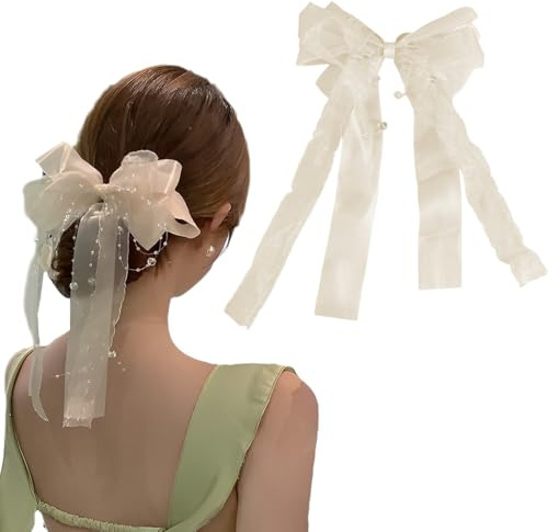 NOPKESV Mollette per Capelli Eleganti, 1 Pezzo, con Fiori, Decorazione, Perfetto per Compleanno, Accessori Prima Comunione e Festa (Bianco)