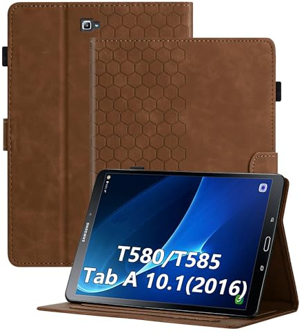 Cicili Hülle für Samsung Galaxy Tab A 10.1 Zoll 2016 (SM-T580/T585), Flip Case Cover für Samsung Galaxy Tab A 10.1 2016 Tablet Folio Schutzhülle mit Tasche Ständer PU Lederhülle - Braun